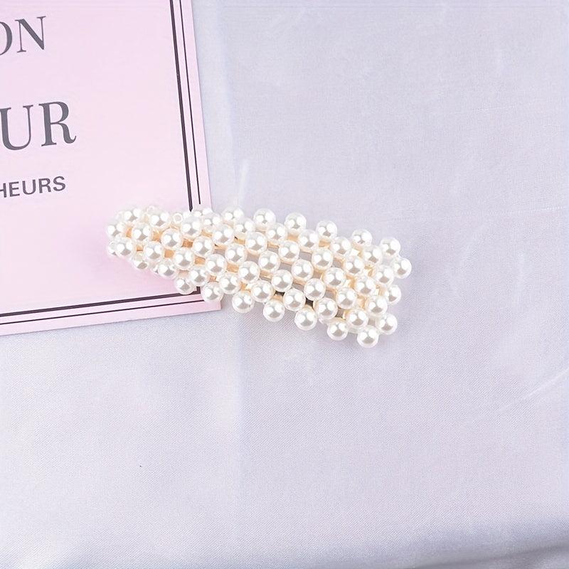 Faux Pearl Beaded Hair Clip Snap Clip Bobby Pin Hair Styling Accessory