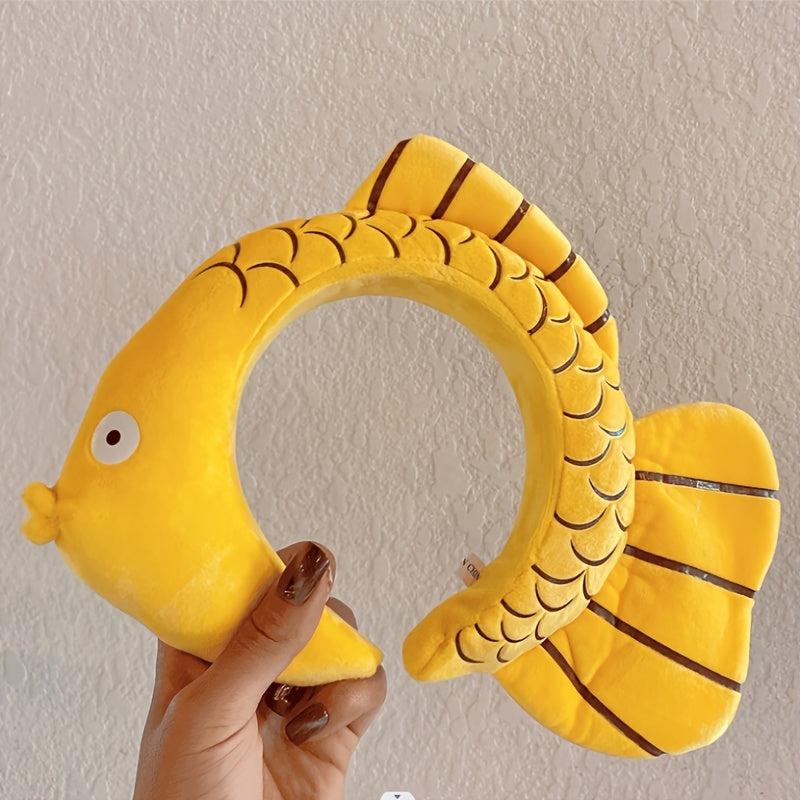 Yellow Fish Plush Headband for Makeup Skincare