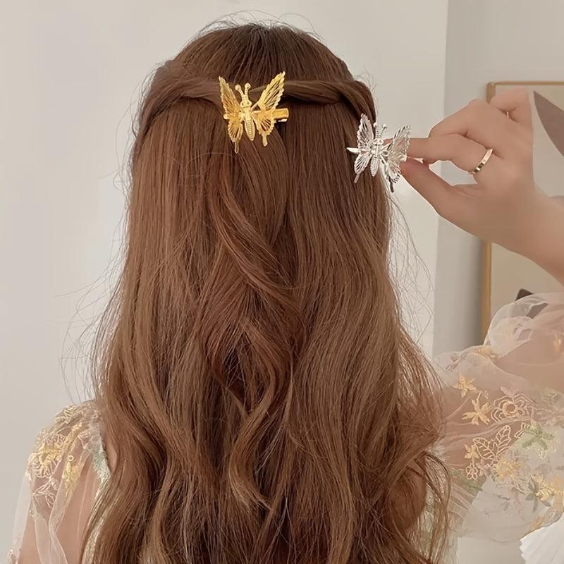 Golden Butterfly Hair Clips 3D Hair Barrettes Clamps Pins Claw Clips
