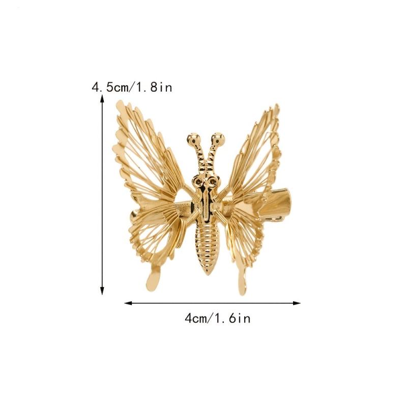 Golden Butterfly Hair Clips 3D Hair Barrettes Clamps Pins Claw Clips