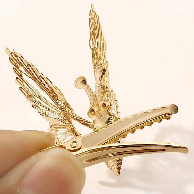 Golden Butterfly Hair Clips 3D Hair Barrettes Clamps Pins Claw Clips