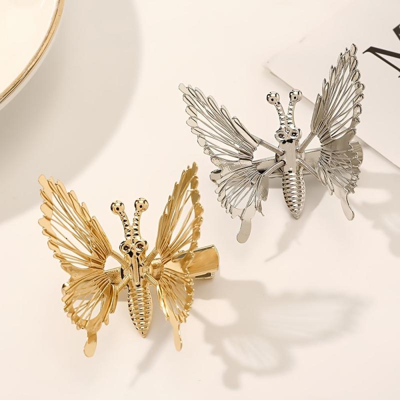 Golden Butterfly Hair Clips 3D Hair Barrettes Clamps Pins Claw Clips