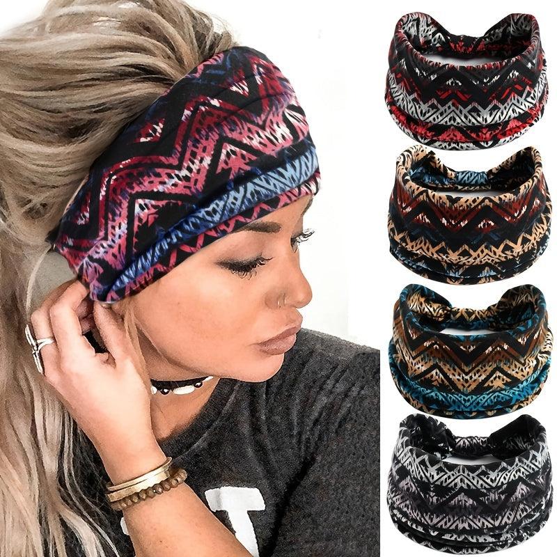 Boho Workout Head Bands Women Elastic Non Slip Floral Hairbands