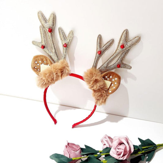 Christmas Reindeer Antlers Headband Girls Sequins Party Head Band