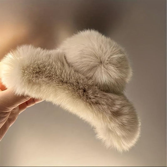 Faux Fur Furry Plush Claw Clip Strong Grip Hair Jaw Clip Thick Hair Accessory