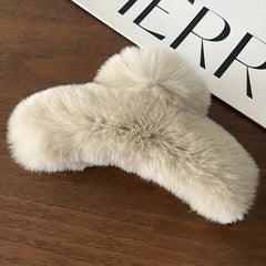 Faux Fur Furry Plush Claw Clip Strong Grip Hair Jaw Clip Thick Hair Accessory