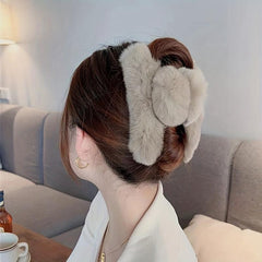 Faux Fur Furry Plush Claw Clip Strong Grip Hair Jaw Clip Thick Hair Accessory