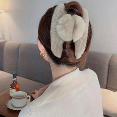 Faux Fur Furry Plush Claw Clip Strong Grip Hair Jaw Clip Thick Hair Accessory