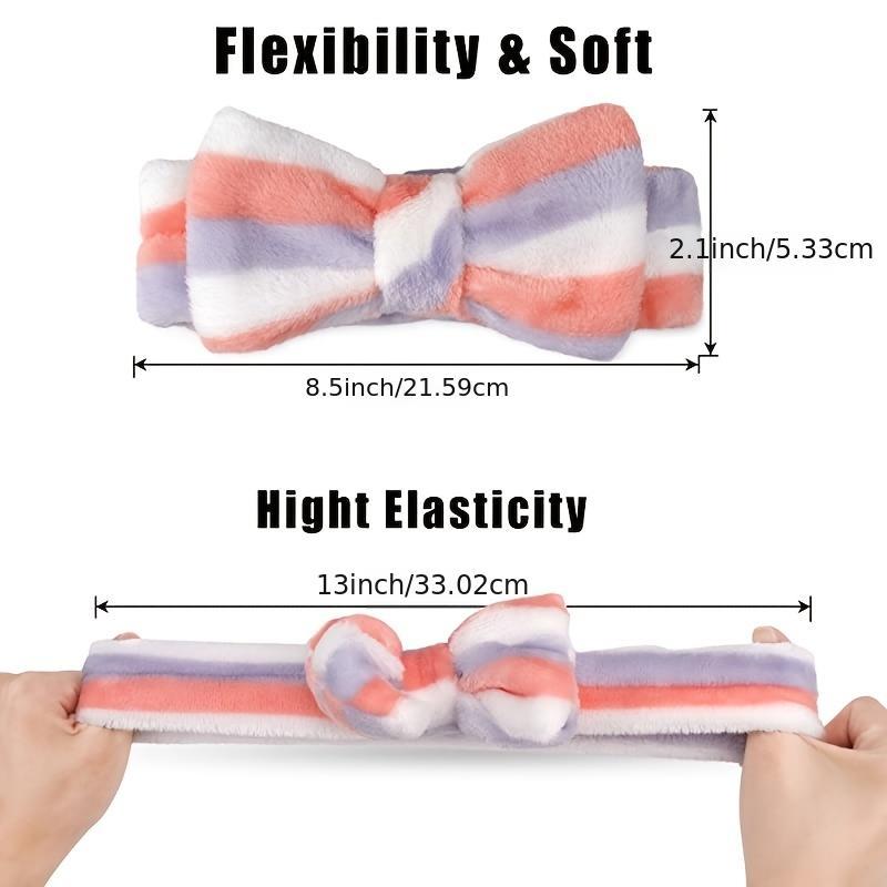Soft Fleece Makeup Skincare Bow Headband Elastic Band