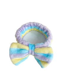 Soft Fleece Makeup Skincare Bow Headband Elastic Band