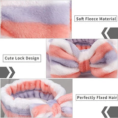 Soft Fleece Makeup Skincare Bow Headband Elastic Band