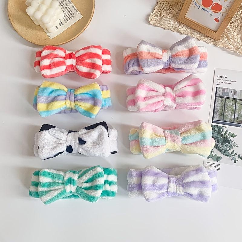 Soft Fleece Makeup Skincare Bow Headband Elastic Band