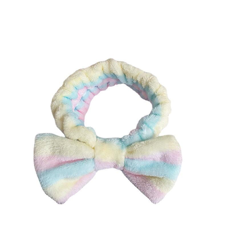 Soft Fleece Makeup Skincare Bow Headband Elastic Band