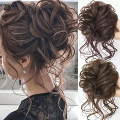 Messy Bun Hairpiece Scrunchies Updo Hair Extensions Wavy Curly Synthetic