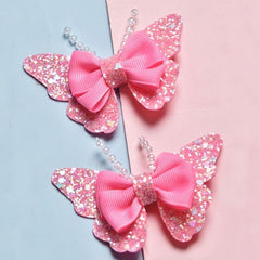 Sequin Bead Butterfly Bow Hair Clips Pink Hair Pin Barrette Party Performance