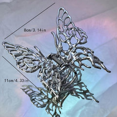 Silvery Metal Butterfly Hair Claw Clip for Women and Girls
