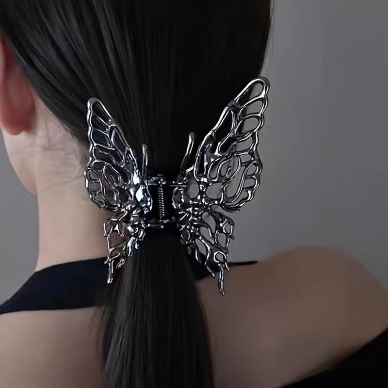 Silvery Metal Butterfly Hair Claw Clip for Women and Girls