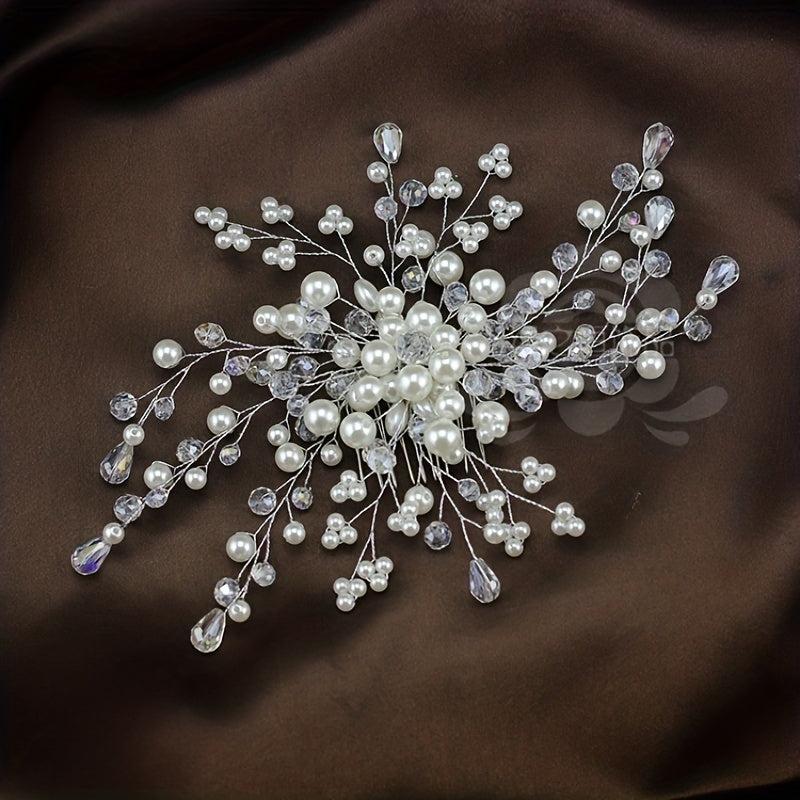 Faux Pearl Crystal Hair Comb Women's Hair Accessory