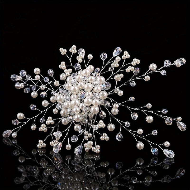 Faux Pearl Crystal Hair Comb Women's Hair Accessory