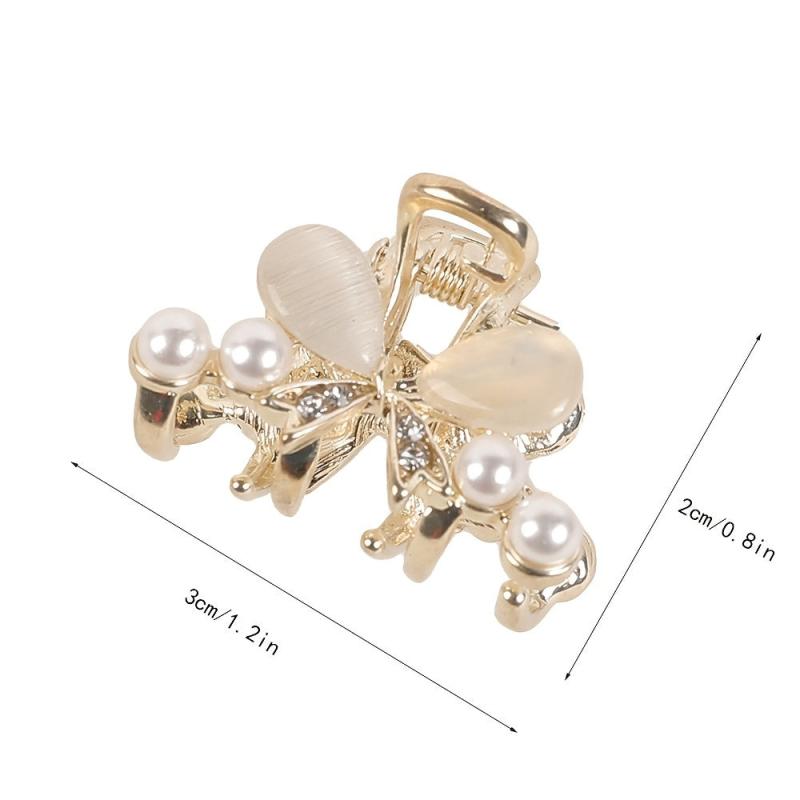 Rhinestone Bowknot Hair Claw Clip Golden Grip Hair Jaw Clip