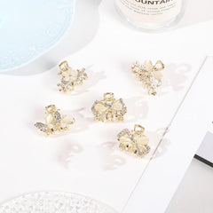 Rhinestone Bowknot Hair Claw Clip Golden Grip Hair Jaw Clip
