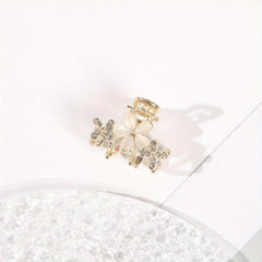 Rhinestone Bowknot Hair Claw Clip Golden Grip Hair Jaw Clip