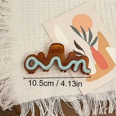 Colorful Wavy Hair Claw Nonslip Ponytail Holder Hair Claw Women Girls Hair Acces