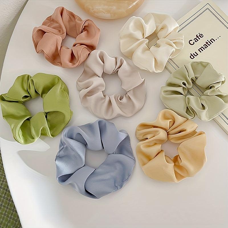 8pcs Large Satin Scrunchie Hair Tie Silky Hair Rope Female Hair Accessories