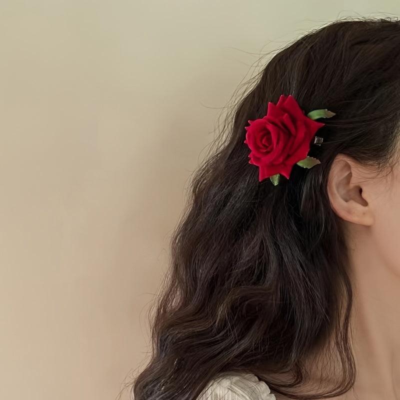Bohemian Rose Flower Hairpin Brooch Hair Styling Accessories for Women Girls