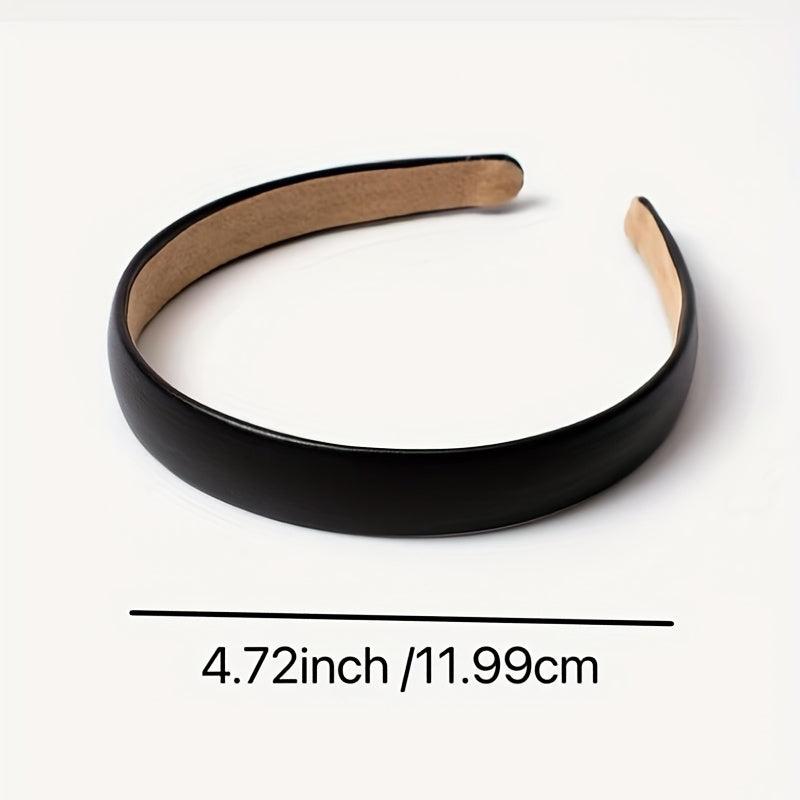 Minimalist Leather Hair Hoop Wide Elastic Anti Slip Hair Band