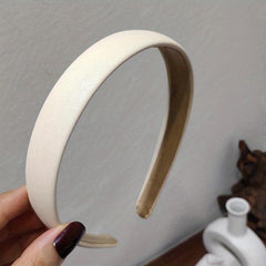 Minimalist Leather Hair Hoop Wide Elastic Anti Slip Hair Band
