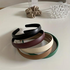 Minimalist Leather Hair Hoop Wide Elastic Anti Slip Hair Band