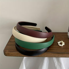 Minimalist Leather Hair Hoop Wide Elastic Anti Slip Hair Band