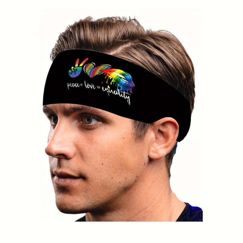 Pride Month Rainbow Headband Hairband Sports Fitness Elastic Hairband