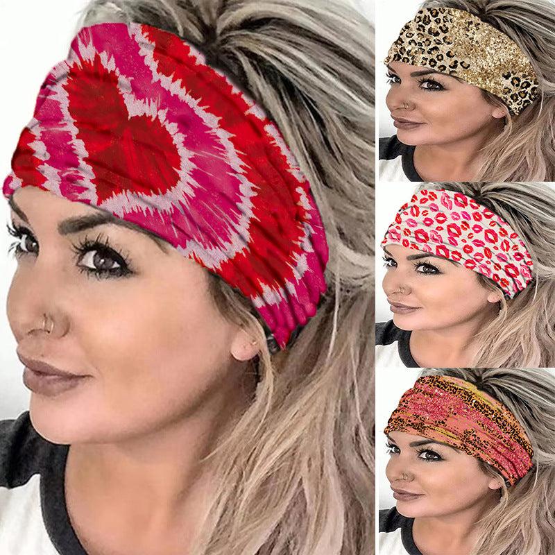 Heart Pattern Seamless Sports Hair Band Bohemian Style Elastic Knot