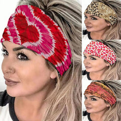 Heart Pattern Seamless Sports Hair Band Bohemian Style Elastic Knot