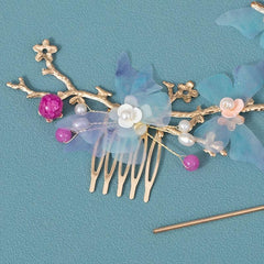 Vintage Flower Hair Comb Faux Pearl Hair Pin