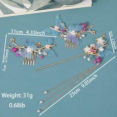 Vintage Flower Hair Comb Faux Pearl Hair Pin