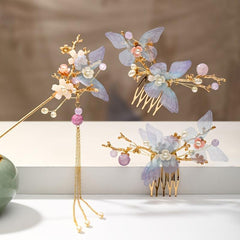 Vintage Flower Hair Comb Faux Pearl Hair Pin