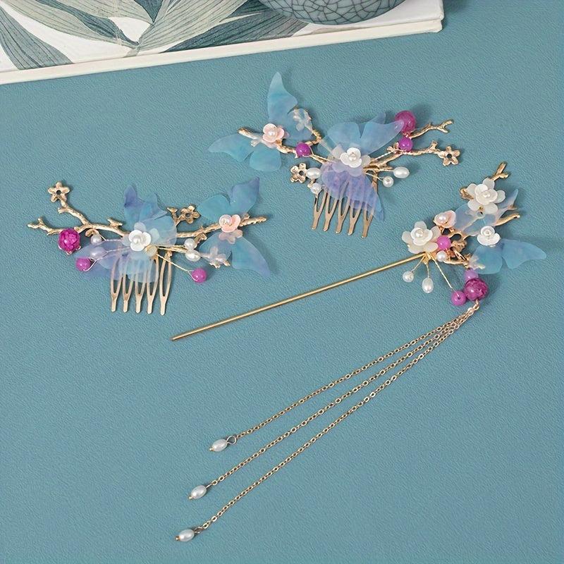 Vintage Flower Hair Comb Faux Pearl Hair Pin