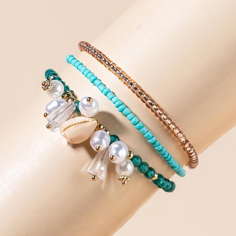 Bohemian Bead Bracelets for Women, Stackable Stretch Friendship Jewelry