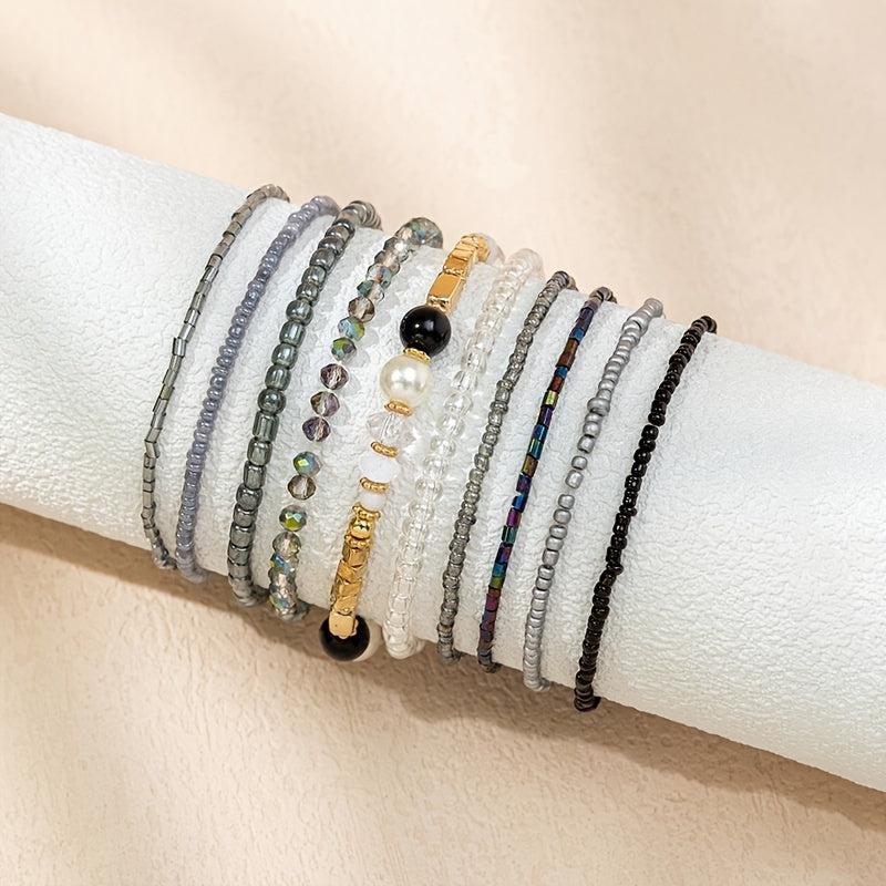 Bohemian Bead Bracelets for Women, Stackable Stretch Friendship Jewelry