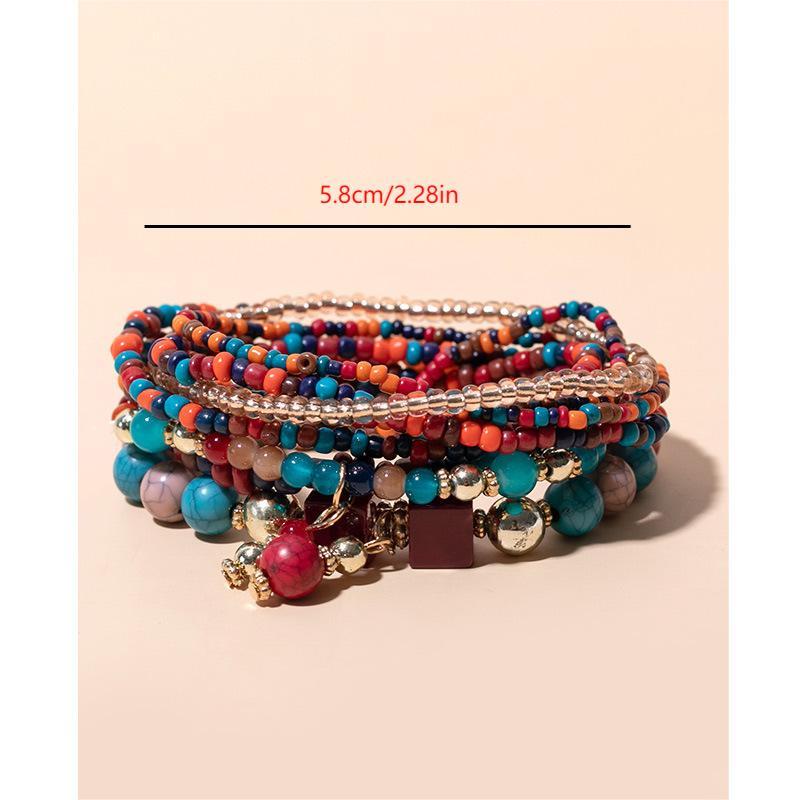 Bohemian Bead Bracelets for Women, Stackable Stretch Friendship Jewelry