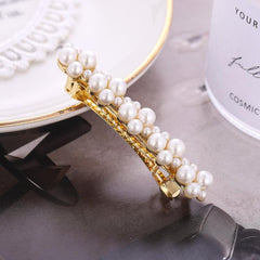 Vintage Rhinestone Hair Clips with Faux Pearl