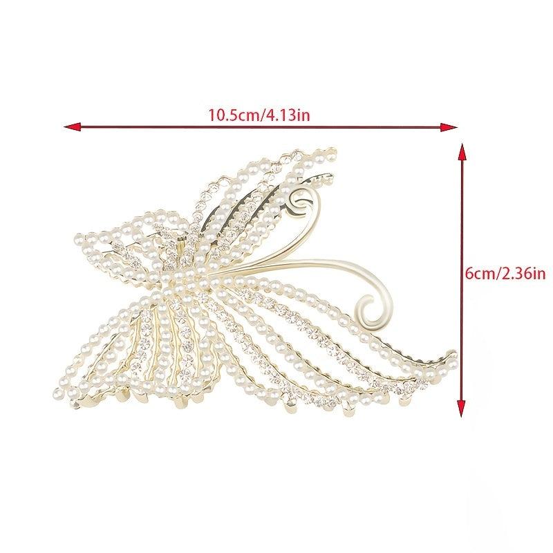 Golden Butterfly Crystal Hair Claw Clips