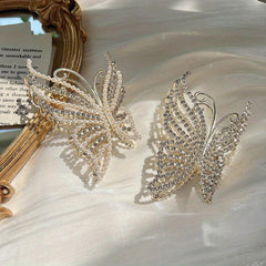 Golden Butterfly Crystal Hair Claw Clips