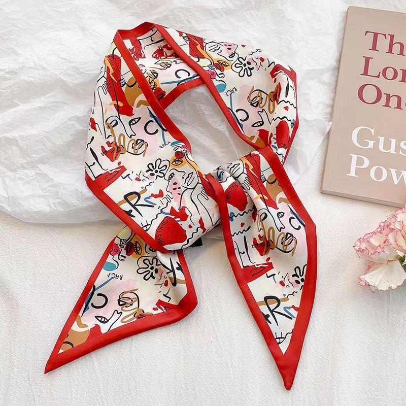Floral Pattern Silky Headband Hair Scarf Hair Tie Hair Accessories