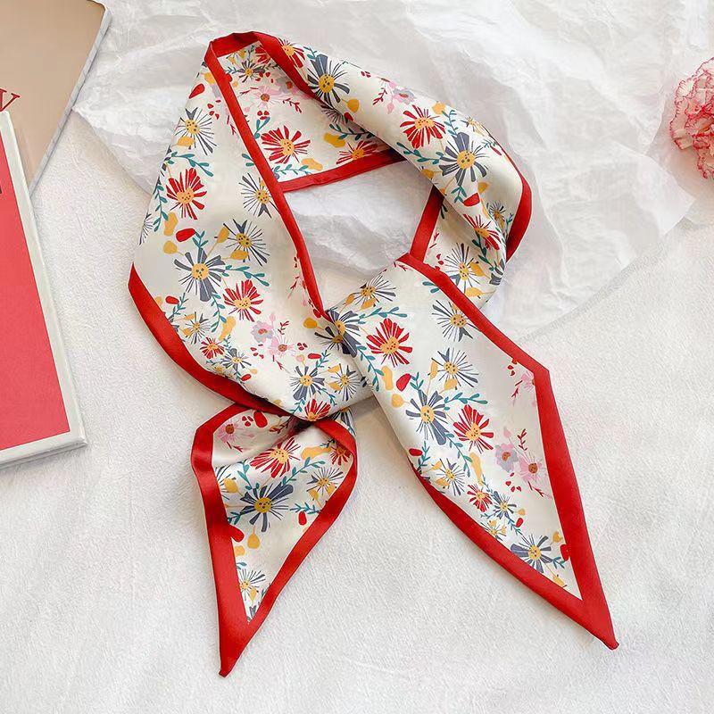 Floral Pattern Silky Headband Hair Scarf Hair Tie Hair Accessories