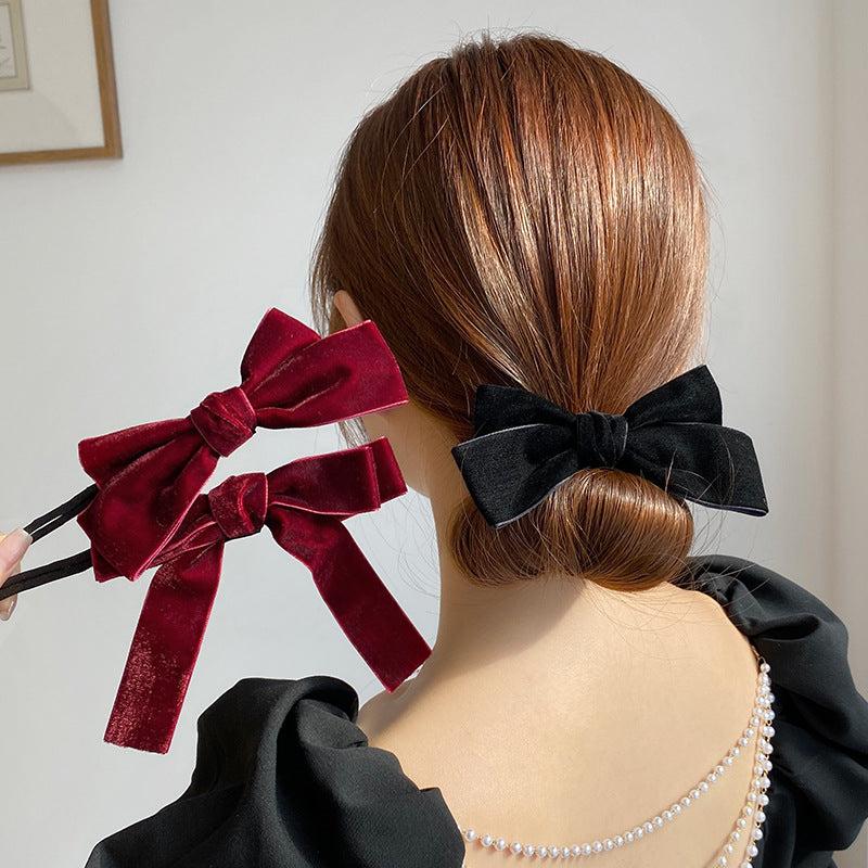 Velvet Bow Hair Tie Hair Styler Bun Maker No Hair Damage Hair Accessories
