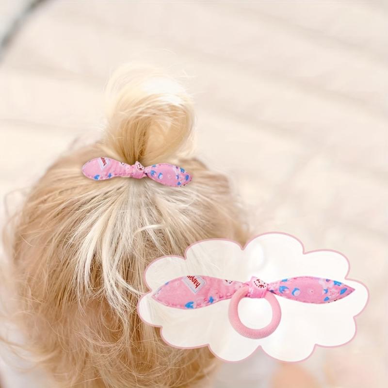 50PCS Bag Elastic Hair Tie Rabbit Ears Ribbon Hair Tie Rubber Band